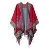 EXCHIC Women’s Retro Warm Shawls Poncho Cape Floral Printed Open