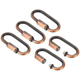 PATIKIL 4mm Steel Chain Quick Links, 5 Pack Screw Locking Chain Connector Oval Snap in Ring Hook Clips for Chandelier Backpack Tent, 44 Lbs Red Bronze
