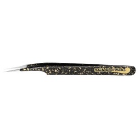 MilleniumHair Eyelash Tweezers Pointed / Straight for Eyelash Extension (Black/Gold)