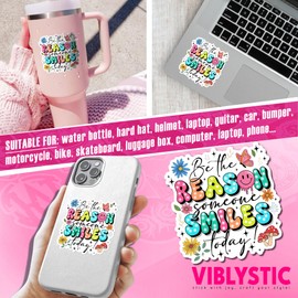 (3Pcs-2") Be The Reason Someone Smiles Today Sticker - Motivational Inspirational Quote Die-Cut Waterproof Vinyl Stickers for Laptop Water Bottle Hard Hat Decal Birthday Gifts 2 Inches