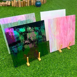 LITMIND 4 Sheets 12” x 12” Iridescent Stained Glass Variety Pack, Perfect for Stunning Crafts, Projects, and Mosaic Artistry (Mixed Color/Opaque)