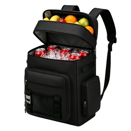 Large Waterproof Leakproof Insulated Cooler Backpack(Black)