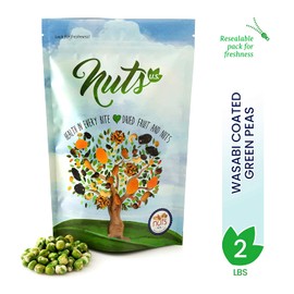 NUTS U.S. - Wasabi Coated Green Peas, Crunchy & Spicy in Resealable Bag (2 LBS)