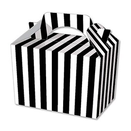 We Can Source It Ltd – Children/Kids Black and White Stripe Meal Box – Perfect for Picnics, BBQs, and Parties – Fully Compostable, Biodegradable and Eco-Friendly –15cm x 10cm x 10cm – 10 Pack