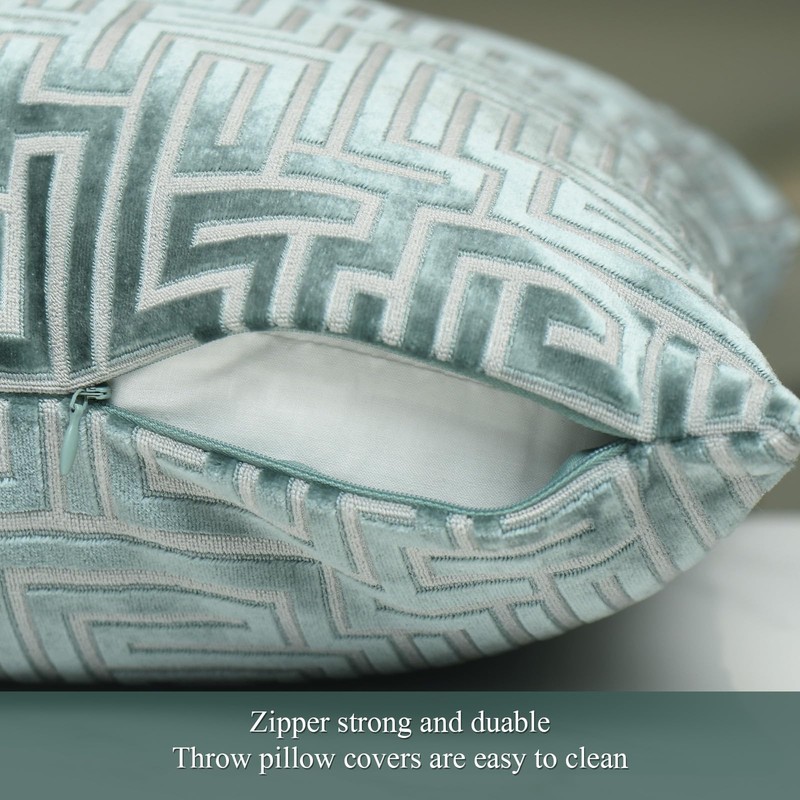 HPUK Geo Cut Velvet Throw Pillow Covers Pack of 2,