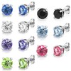Pack of 7 Solitaire Earrings with Zircondia® Crystals, Crystal, Zircondia®