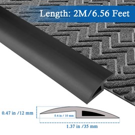 Floor Transition Strip Self Adhesive Carpet & Flooring Transitions Edging Trim Strip PVC Threshold Transitions Suitable for Threshold Height Less Than 10mm (6.56Ft, Black)