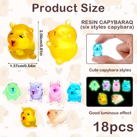 Yuanchu Mini Resin Animals, 18pcs Glow in The Dark Capybara Miniature Animals Figures Miniatures Figurines DIY Garden Small Animal Figurines Micro Landscape Aquarium Party Decor Desk Craft Accessories