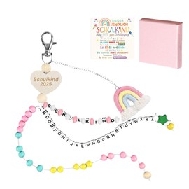 WUSJCOF 1 Rechenkette Schultüte Füllung, Geschenk Einschulung mit Grußkarte und Geschenkbox, Glücksbringer Schulanfang für Mädchen Schulkind 2025