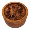Native American Carved Wood Round Keepsake Box