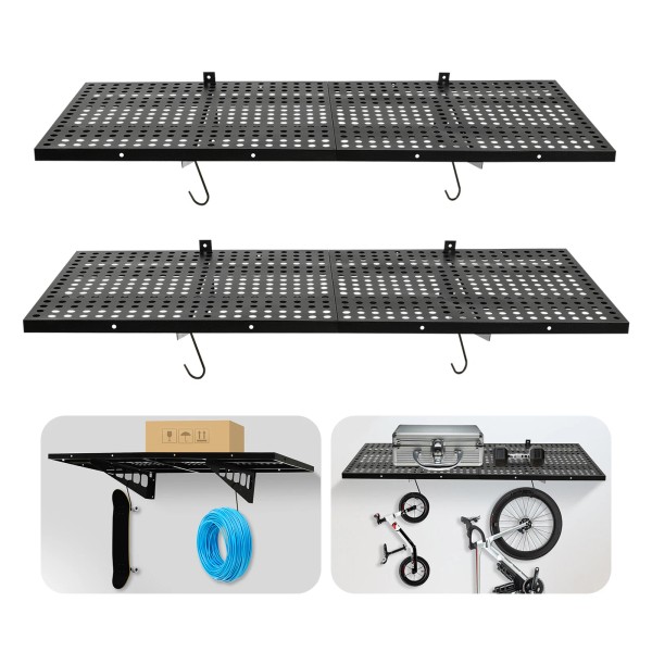 OUKANING 2 Pcs Garage Shelf Heavy Duty Floating Storage Wall
