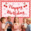 Large Cherry Birthday Banner 70.8 x 43.3 Inch Coquette Bow