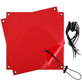 Pack of 2 Warning Flags Red Flag Extra Length with 8 Luggage Straps for Warning Sign and Double-Head Press Buckle Warning Flag for Transport Bicycle Carrier Caravan Warning Flags for Overhanging Loads