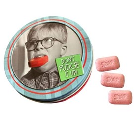 Boston America A Christmas Story Dont Fudge It Up Sour Cherry Candy - One (1) Collectible Tin - Soap Shapped Candies, Red