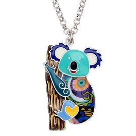 BONSNY Enamel Alloy Australian Koala Bear Necklace Pendant Jewelry For Women Kids Gifts Charm (Blue)