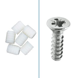 Rok Hardware 8mm Plastic Hinge Dowel Inserts with Screws, 100 Pack