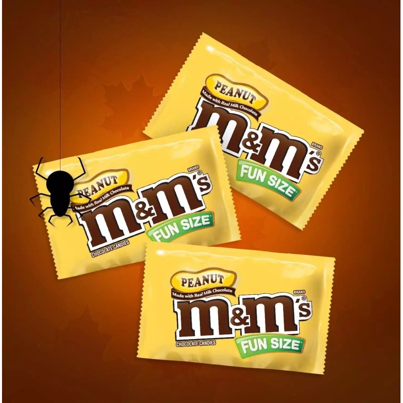 M&M's Peanut Milk Chocolate, Fun Size Candy, Individually Wrapped (2