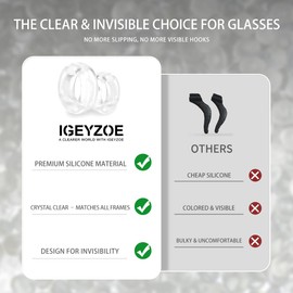 iGeyzoe 24 Pairs Eyeglasses Ear Grip Ear Hooks, Anti-Slip Holder Eyeglasses Stoppers Temple Tips Sleeve Retainer Eyewear Retainers Spectacle Stay for Eyeglasses, Sunglasses, Reading Glasses