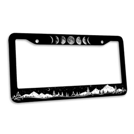 Moon Mountain License Plate Frame Moon Phase Starry Sky Scenery License Plate Frames Personalise Stainless Steel Auto Parts Funny License Plate Frames DecorationSize for Men Women 12.2"x6.2" 1PC