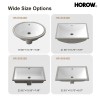 HOROW 24'' White Basin Rectangular Undermount Bathroom Sink w/ Overflow