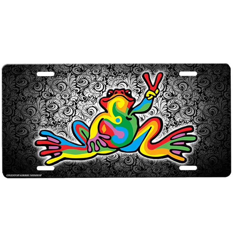 Peace Frog Novelty Tag Vanity Plate Metal Sign with Custom