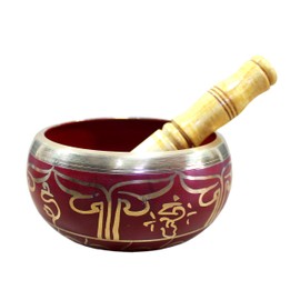 eSplanade - 4" - Striker Stick and Singing Bowl Tibetan Buddhist Prayer Instrument | Meditation Bowl | Music Therapy (Red)
