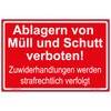 Sign "Ablagern von Müll und Schutt verboten! Zuwiderhandlungen..." Sign 300