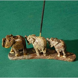 Song of India Three Stone Elephant Stick and Cone Incense Burner.