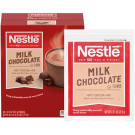 Nestle Hot Chocolate Packets, Milk Chocolate Flavor Hot Cocoa Mix, Made with Real Cocoa, 0.71 oz Sachets, Bulk Pack (60 Count)