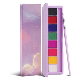 Pintura Corporal Soluble en Agua, Paleta Delineador de Ojos, 02# | Navidad, 8 Colores Activados por Agua, Altamente Pigmentado, Brillante, Con Pincel Delineador de Ojos