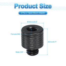 PATIKIL Tripod Screw Adapter M8 Female to 3/8" Male, 2 Pcs Tripod Nut Connectors Camera Mount Screw Camera Double Head Converter for Microphone Holder Magic Arms Accessories