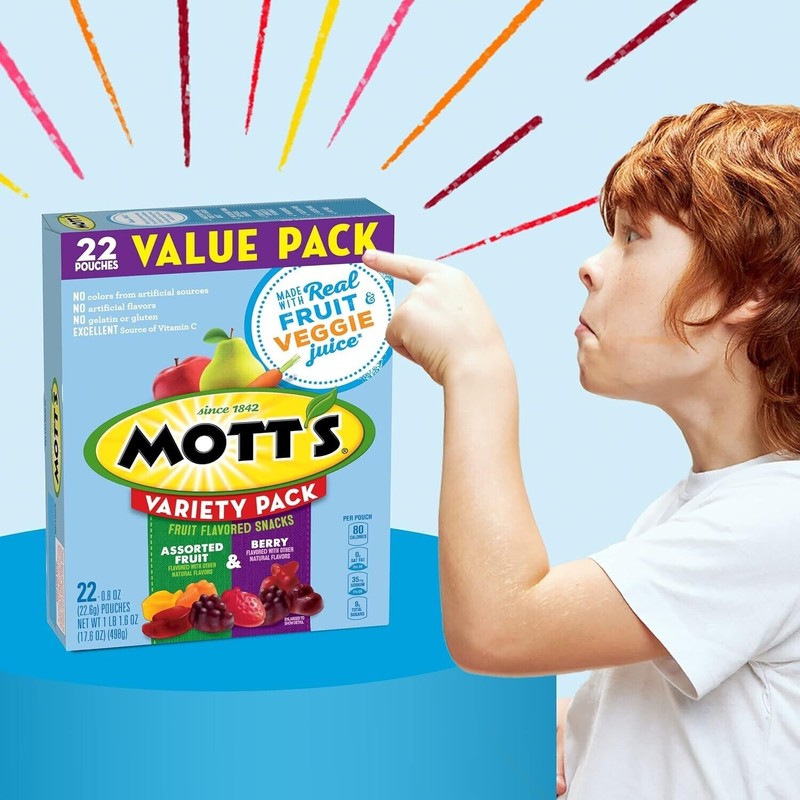 Mott's Fruit Flavored Snacks,Gluten Free Snack, Variety Value Pack, 22