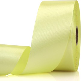 NISDOCF Rice Yellow Ribbon-1-1/2 Inch 30 Yards White Solid Satin Ribbon for Gift Wrapping,Craft Floral Bouquets,Wedding Party,Timeless Flower,Decoration Floral Hair,Balloons