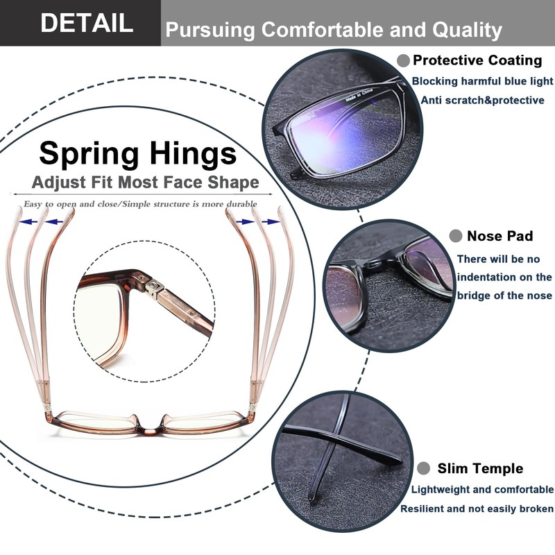 YTDBNS Reading Glasses for Men and Women, Blue Light Blocking