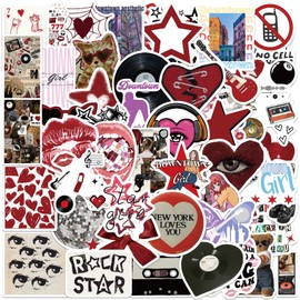 100pcs Y2K Retro Aesthetic Stickers, Waterproof Cool Downtown Decals Funny Cute Coquette Diverse Y2K Aesthetic Stickers for Laptop Scrapbook Water Bottle Luggage Helmet