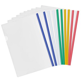 Pack of 10 Clear A4 Slide Binder Folder with Sliding Bar, Plastic Clip Bar Files Report Covers, File Folder Organiser Binder for Home School Office Documents Classification (5 Colours)