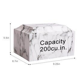 MAKEY'S White Classic Cultured Marble Cremation Urn for Human Ashes Adult Male/Female, Professional Decorative Cremation Urn for Ashes