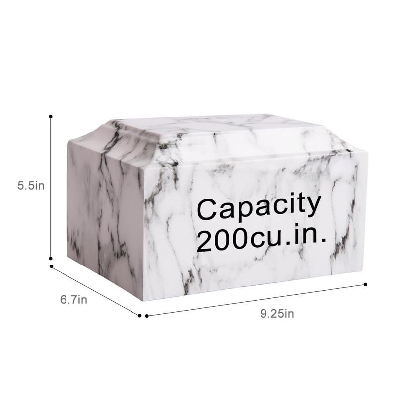 MAKEY'S White Classic Cultured Marble Cremation Urn for Human Ashes