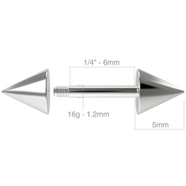 3pc 16g 1.2mm 5mm Spike Tragus Helix Cartilage Bar Ear Stud Earrings For Women Men Rose Gold Steel 6mm Bar