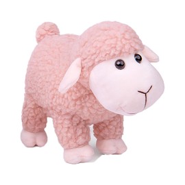 lilizzhoumax Simulation Lamb Plush Toy 18cm/7”, Stand Realistic Stuffed Animal Wild Cute Sheep Plush Toy, Super Soft Sheep Plush Home Decoration Animal Toys, Gift for Friends and Kids pink