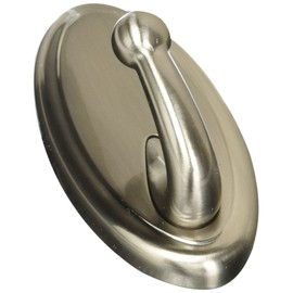 HIGH & MIGHTY 515819 Decorative Metal Hook, Easy Tool-Free Dry Wall Installation, Oval, Holds up to 25lb, Satin Nickel