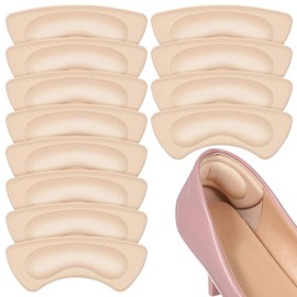 WRITWAA 6 Pairs Heel Grips Liner Cushions Inserts for Loose Shoes, Heel Pads for Shoes Too Big, Shoe Filler for Women and Men, Beige Cotton Fabric
