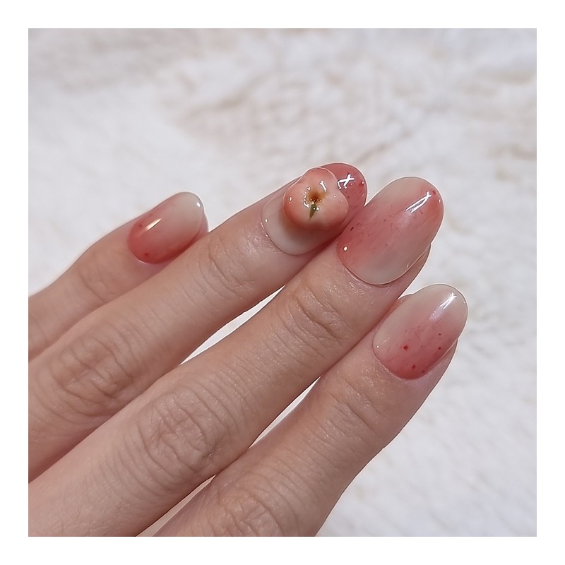 Sweet Peach Handmade Nail Tips - Medium Oval / 달콤