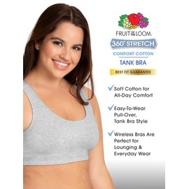 Fruit of the Loom Women's Built Up Tank Style Sports Bra Value Pack, Blue/White/Pink/Hyacinth/Grey/Black