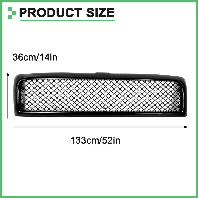 MATMACRO Grille Compatible For Dodge Ram 1500 2500 3500 Mesh