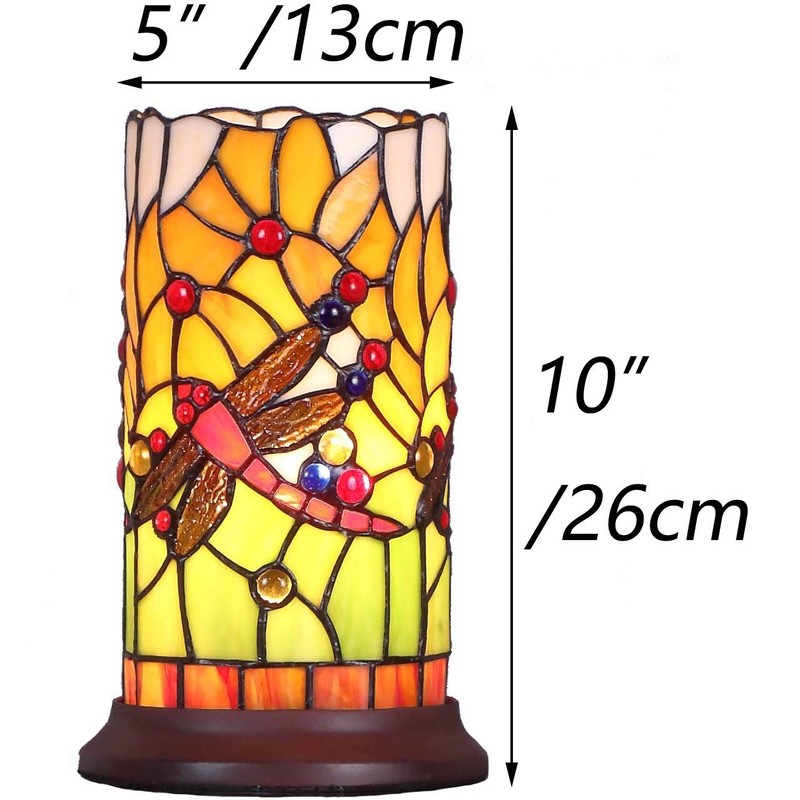 Bieye L10650 Dragonfly Tiffany Style Stained Glass Mini Table Lamp