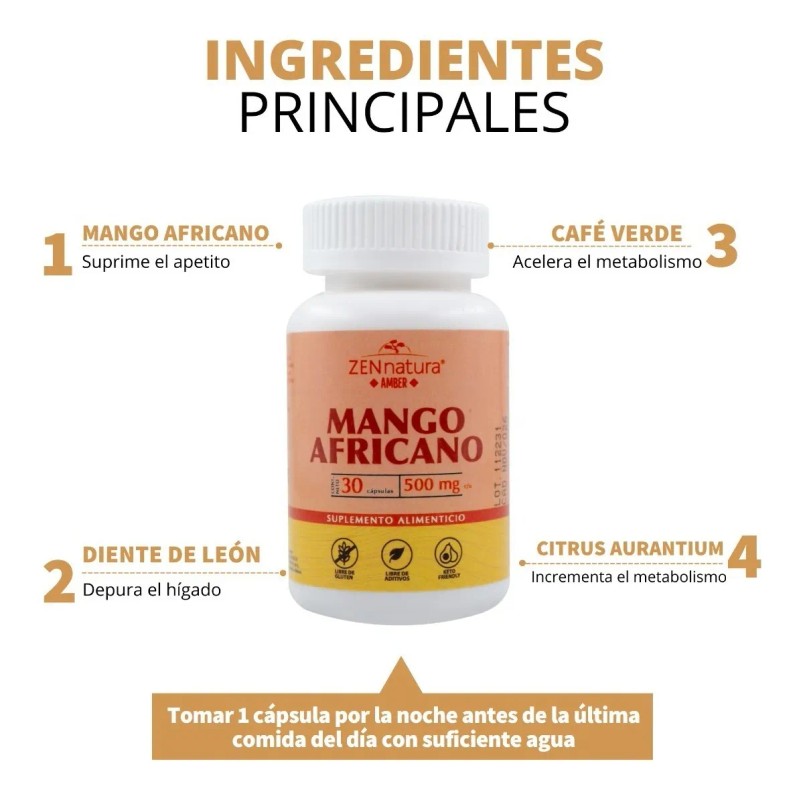 Mango Africano 30 Caps De 500 Mg Control De Peso