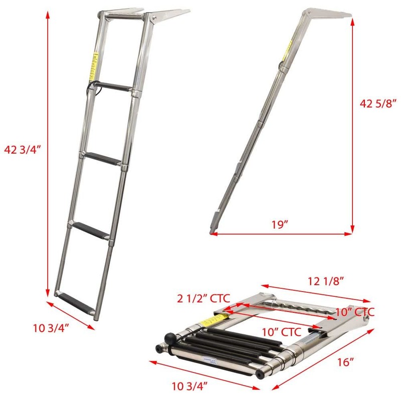 Garelick Marine Boat Telescoping Ladder 19620-28 | 4 Step 42