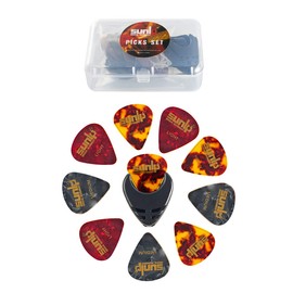 Premium Guitar Picks 24pcs Thin Medium Heavy Gauge Variety Pack with Picks Holder Plastic Picks Box SUNLP Celluloid Guitar Picks for Acoustic Classical Electric Guitar Bass 0.46mm & 0.71mm & 0.96mm