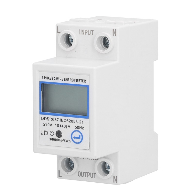 1 Phase 2 Wire Energy Meter Multifunctional LCD Digital Display